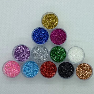 Kit 12 Potinhos De Glitter Extra Fino + Brilho / Varias (Para Unhas)