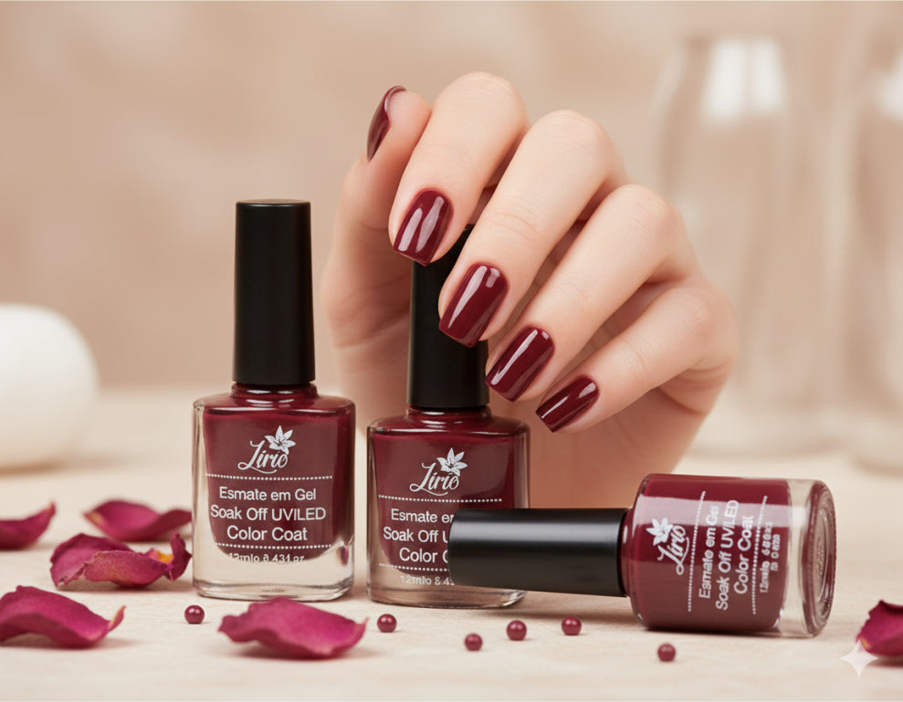 Kit com 12 Esmaltes em Gel Lírio – Secagem UV/LED, Coleções para Manicure e Pedicure