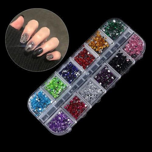 Kit 3 Caixas Estojo Strass Colorido Para Maquiagem e Nail Art